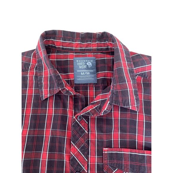 Mountain Hardwear Mens's M Red Black White Plaid Button Down Long Sleeve Shirt - Picture 3 of 6